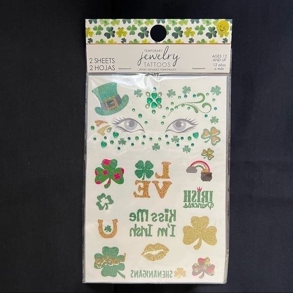 Body Art Tattoos  St Patrick's Day Luck of the Irish Body Jewelry & Tattoos New - Picture 1 of 9